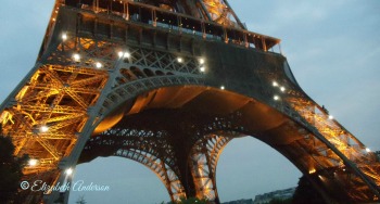 Eiffel tower when lights are on at night