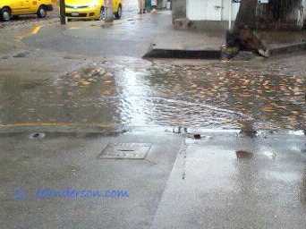 street in old town of Puerto Vallarta, after the rain